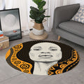 African Woman Print Round Rug