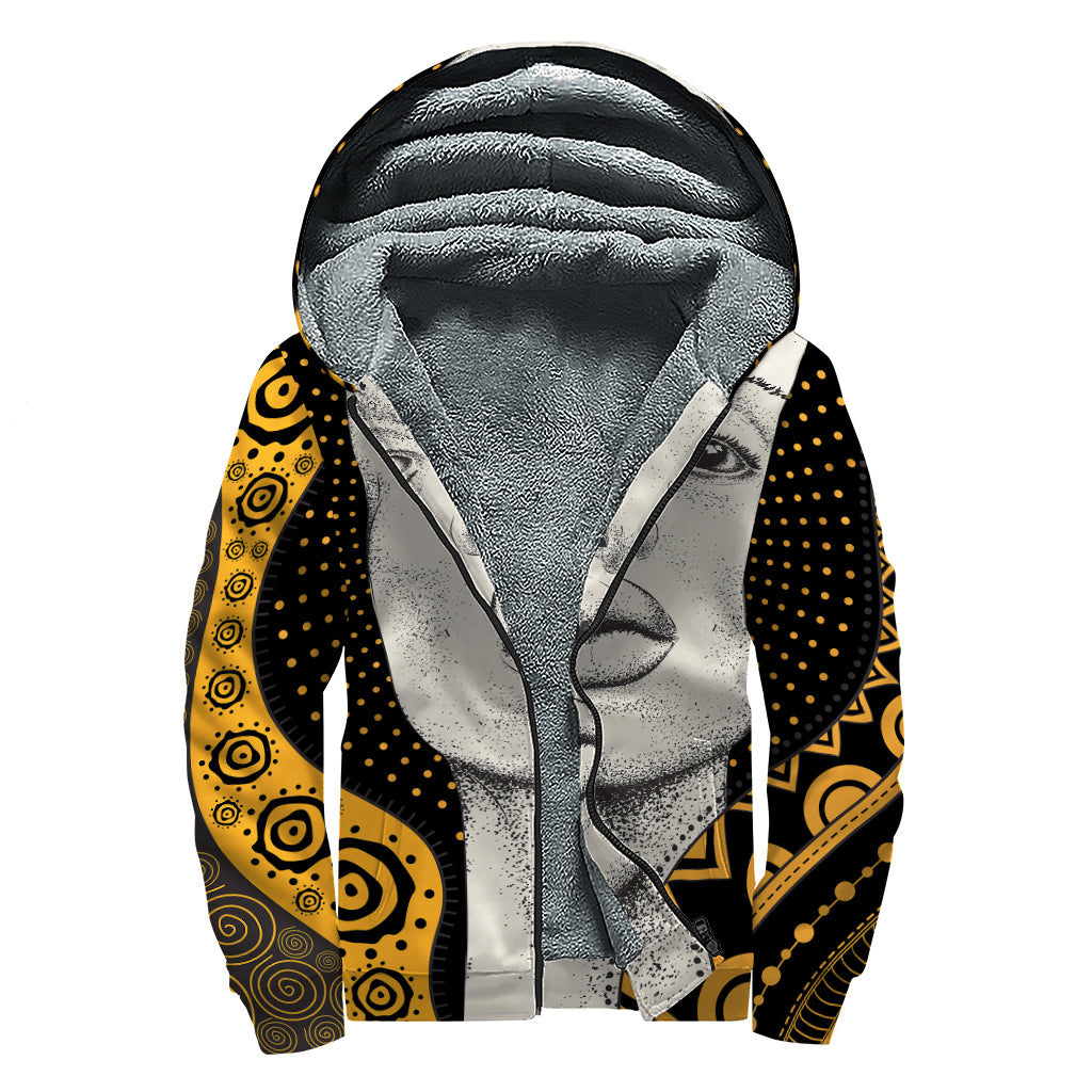 African Woman Print Sherpa Lined Zip Up Hoodie