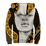 African Woman Print Sherpa Lined Zip Up Hoodie