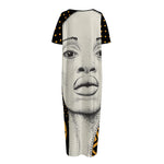 African Woman Print Short Sleeve Long Nightdress