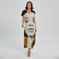 African Woman Print Short Sleeve Maxi Dress