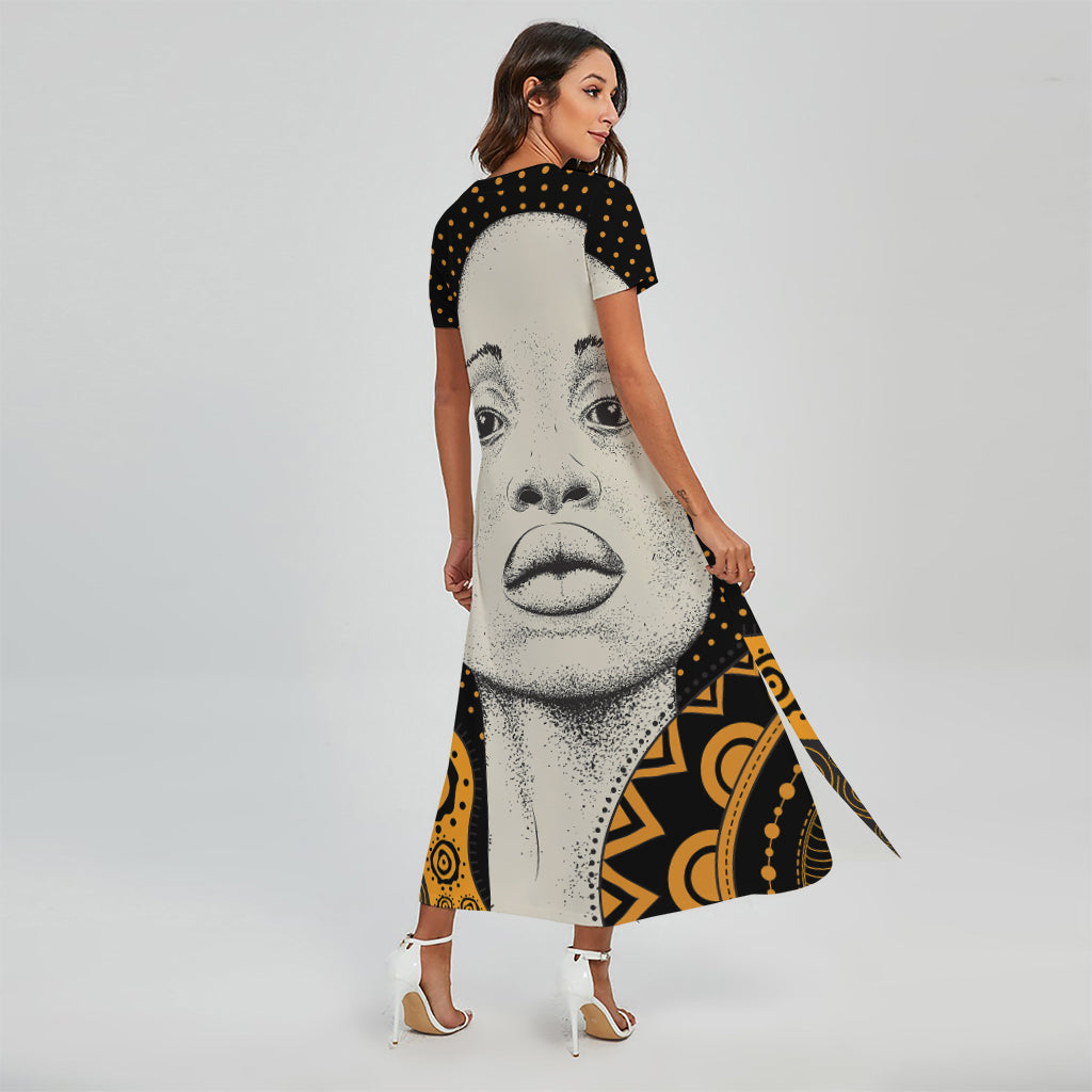 African Woman Print Short Sleeve Maxi Dress