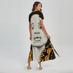African Woman Print Short Sleeve Maxi Dress