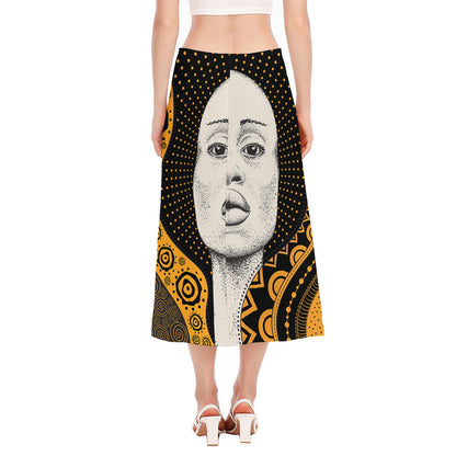 African Woman Print Side Slit Midi Skirt
