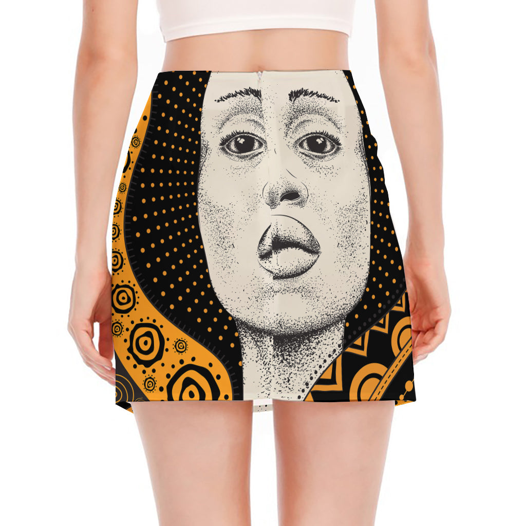 African Woman Print Side Slit Mini Skirt