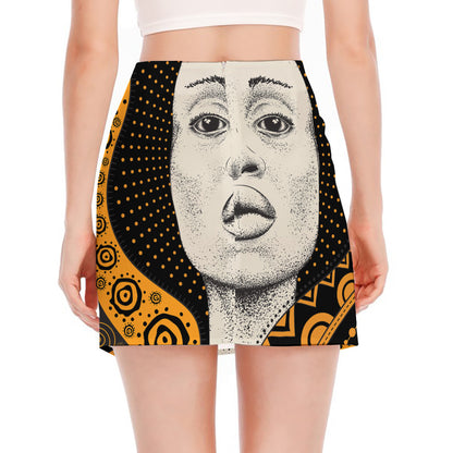 African Woman Print Side Slit Mini Skirt