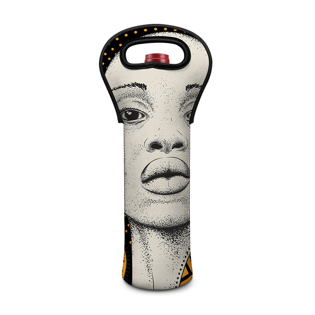 African Woman Print Single Neoprene Wine Tote