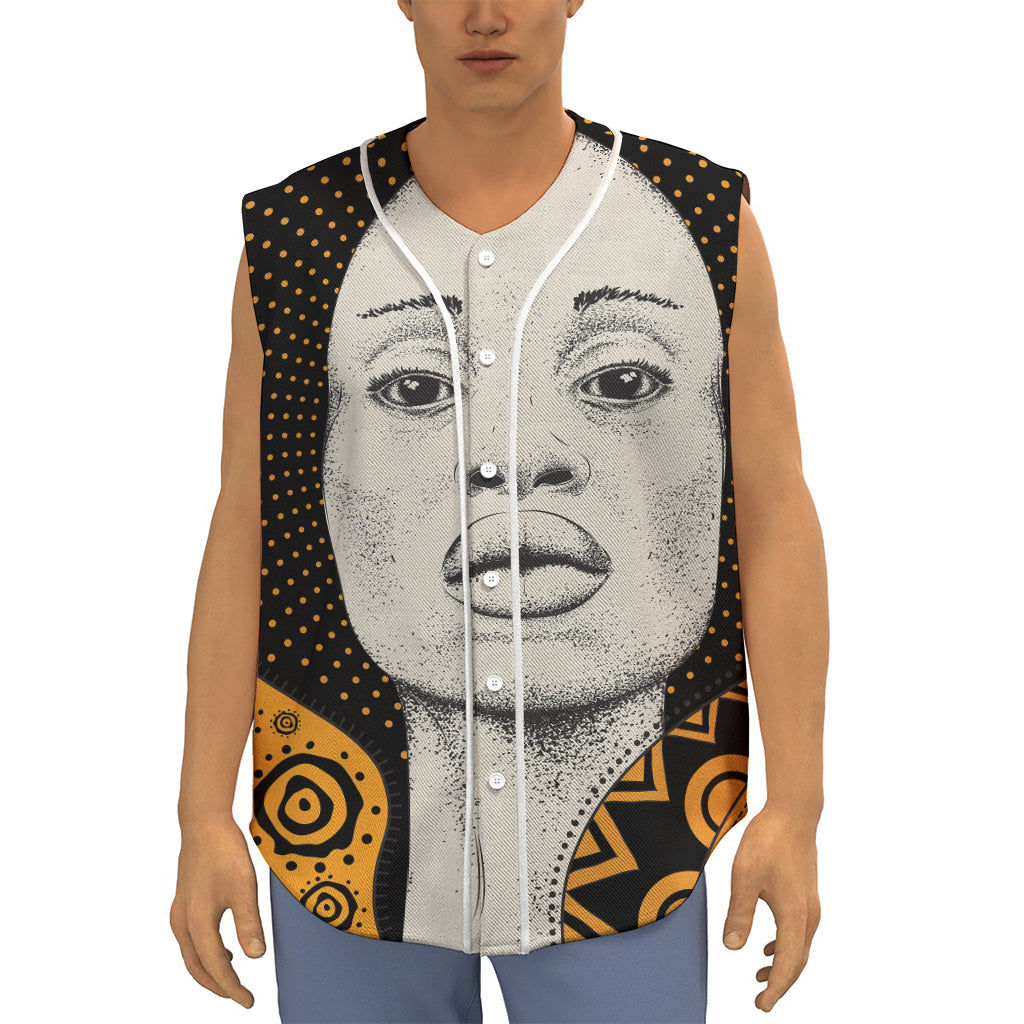 African Woman Print Sleeveless Baseball Jersey
