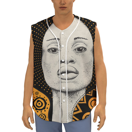 African Woman Print Sleeveless Baseball Jersey
