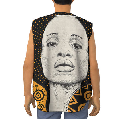 African Woman Print Sleeveless Baseball Jersey