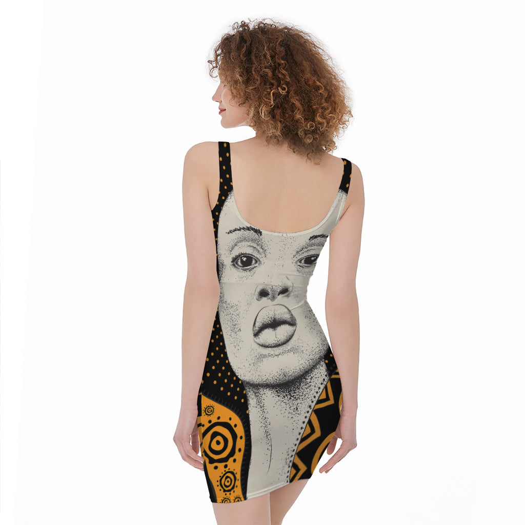 African Woman Print Sleeveless Bodycon Dress