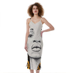 African Woman Print Slim Fit Midi Cami Dress