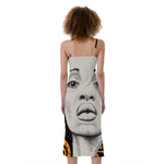 African Woman Print Slim Fit Midi Cami Dress