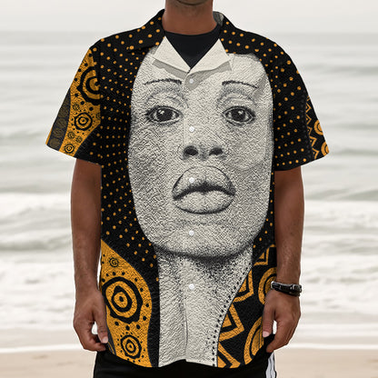African Woman Print Textured Short Sleeve Shirt