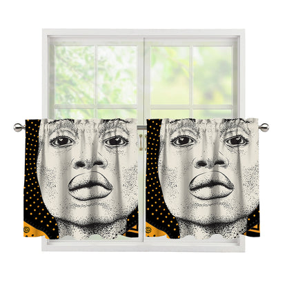 African Woman Print Tier Curtains