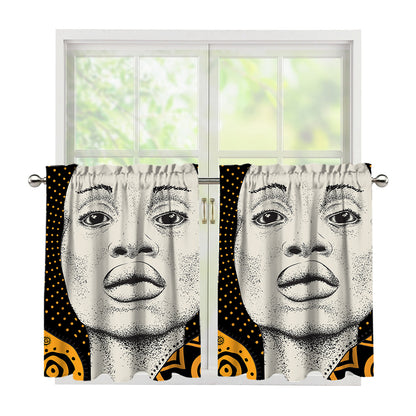 African Woman Print Tier Curtains