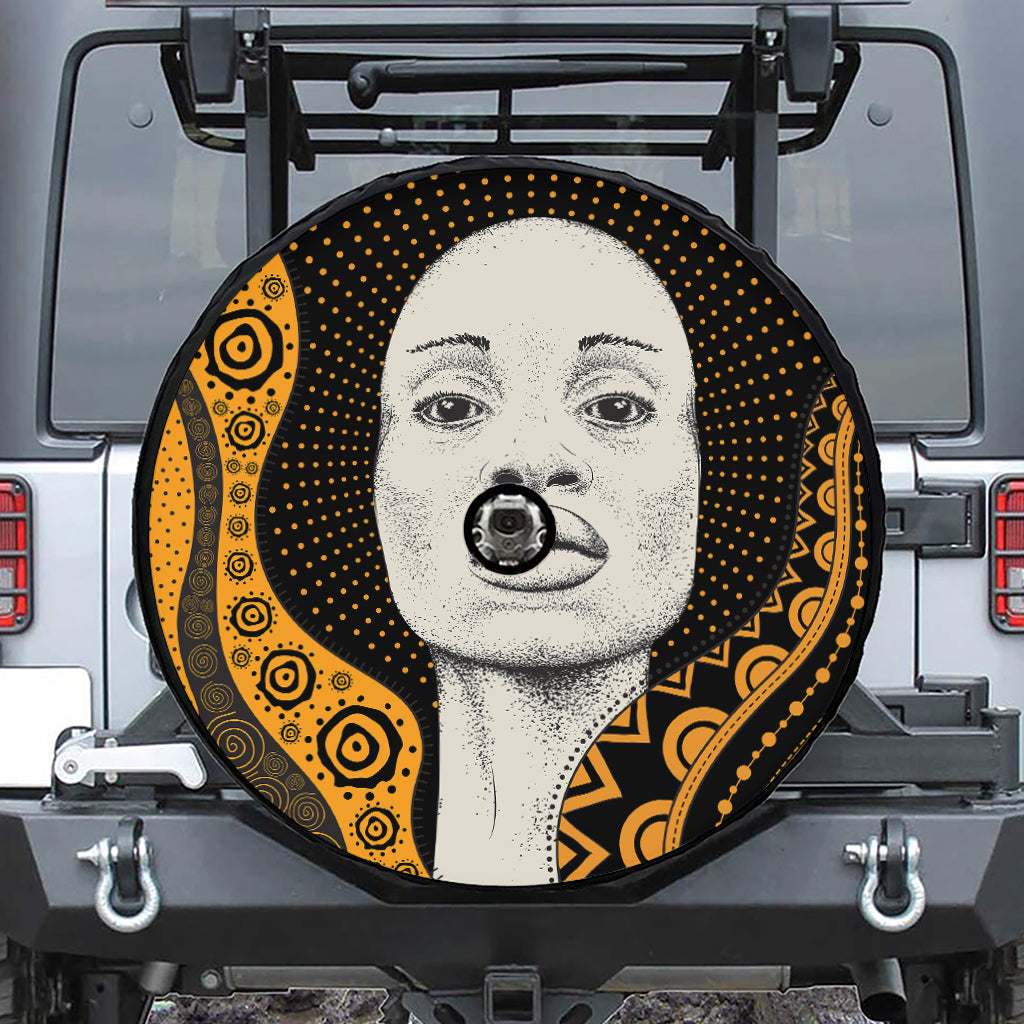 African Woman Print Tire Cover With Camera Hole