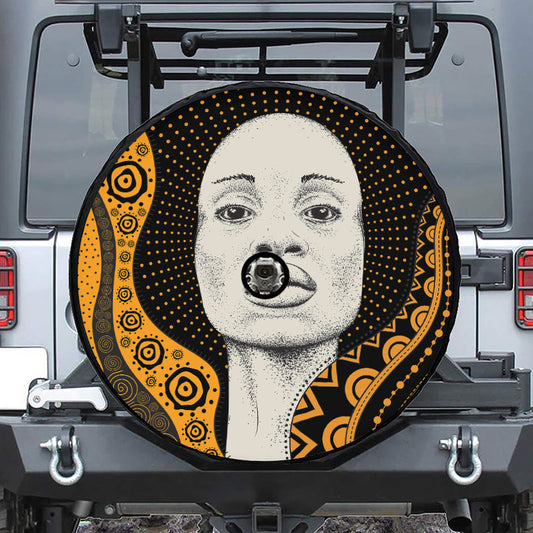 African Woman Print Tire Cover With Camera Hole
