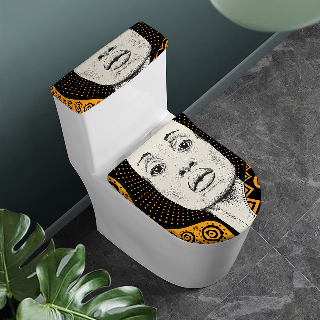 African Woman Print Toilet Lid And Tank Cover Set