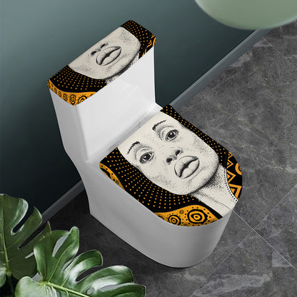 African Woman Print Toilet Lid And Tank Cover Set
