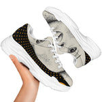 African Woman Print White Chunky Shoes