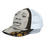 African Woman Print White Mesh Trucker Cap