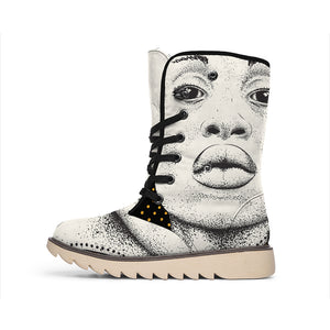 African Woman Print Winter Boots