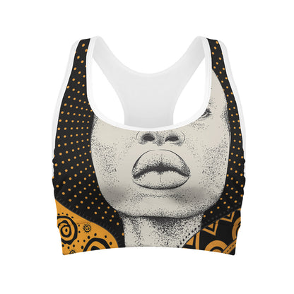 African Woman Print Women's Sports Bra