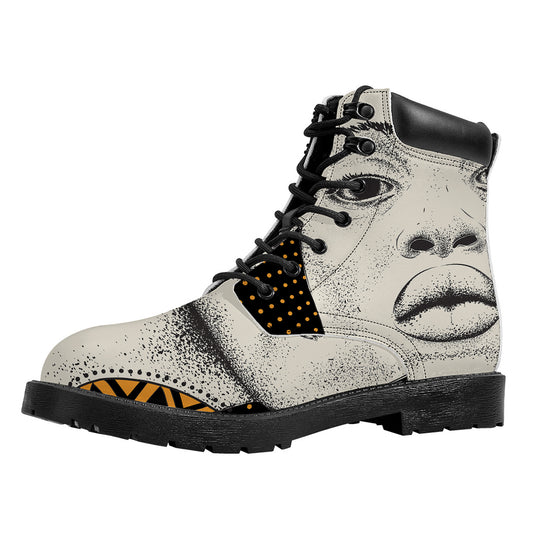 African Woman Print Work Boots