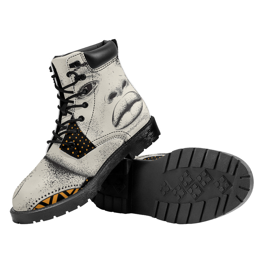 African Woman Print Work Boots
