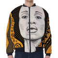 African Woman Print Zip Sleeve Bomber Jacket