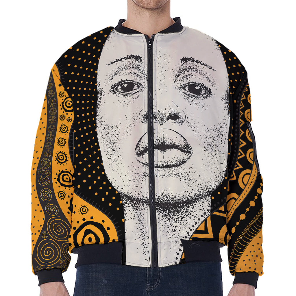 African Woman Print Zip Sleeve Bomber Jacket