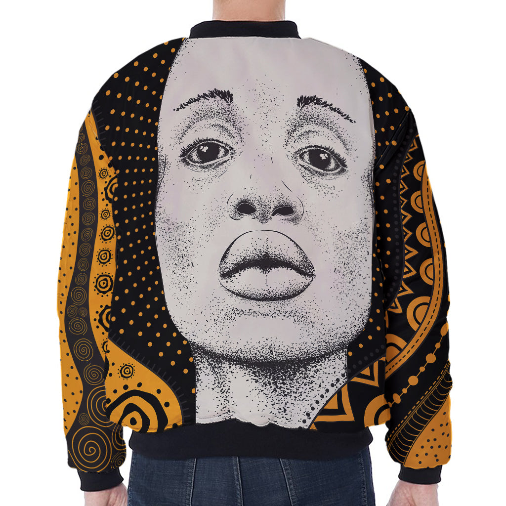 African Woman Print Zip Sleeve Bomber Jacket