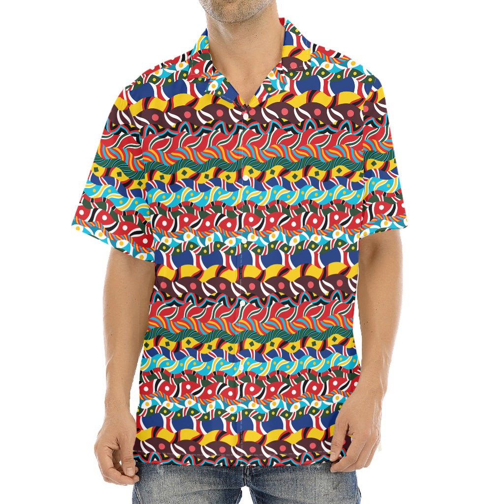 Afro African Ethnic Pattern Print Aloha Shirt