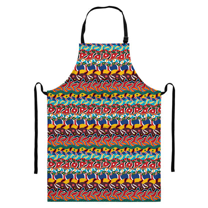 Afro African Ethnic Pattern Print Bib Apron With Pocket