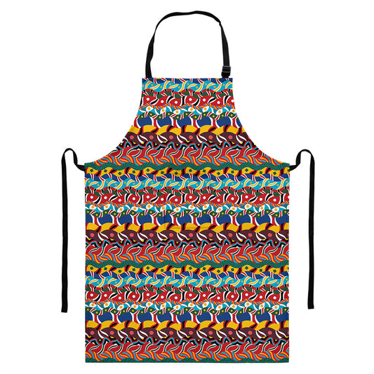 Afro African Ethnic Pattern Print Bib Apron With Pocket