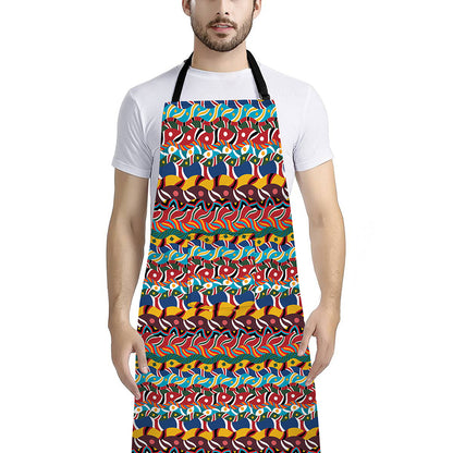 Afro African Ethnic Pattern Print Bib Apron With Pocket