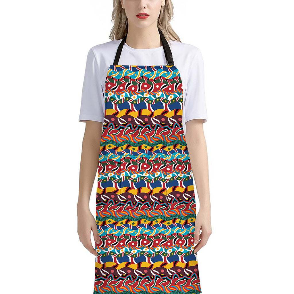 Afro African Ethnic Pattern Print Bib Apron With Pocket