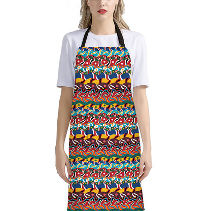 Afro African Ethnic Pattern Print Bib Apron With Pocket