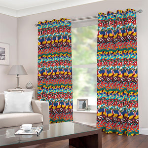 Afro African Ethnic Pattern Print Blackout Grommet Curtains