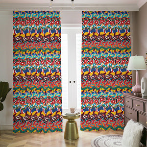 Afro African Ethnic Pattern Print Blackout Pencil Pleat Curtains