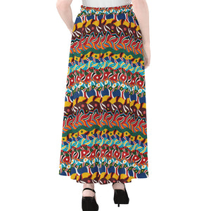 Afro African Ethnic Pattern Print Chiffon Maxi Skirt