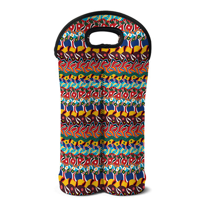 Afro African Ethnic Pattern Print Double Neoprene Wine Tote