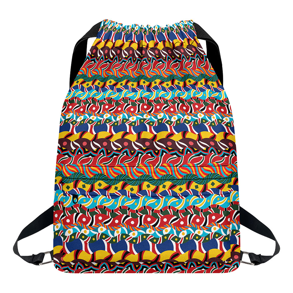 Afro African Ethnic Pattern Print Drawstring Backpack