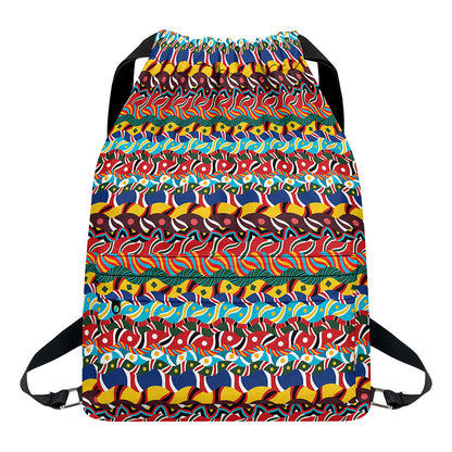 Afro African Ethnic Pattern Print Drawstring Backpack
