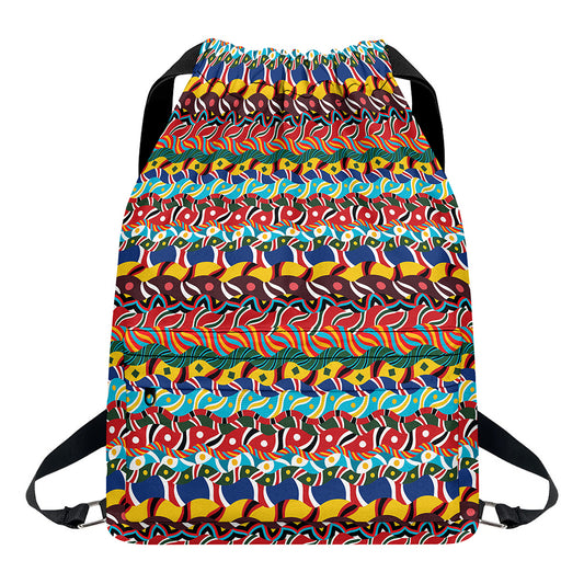 Afro African Ethnic Pattern Print Drawstring Backpack