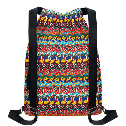Afro African Ethnic Pattern Print Drawstring Backpack