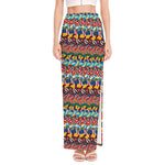 Afro African Ethnic Pattern Print High Slit Maxi Skirt