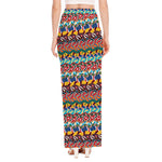 Afro African Ethnic Pattern Print High Slit Maxi Skirt