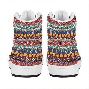 Afro African Ethnic Pattern Print High Top Leather Sneakers